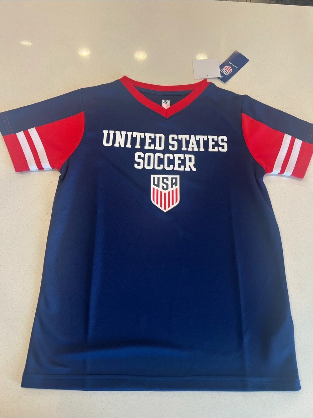 United States Soccer Kids Jersey - Navy with Red Accents